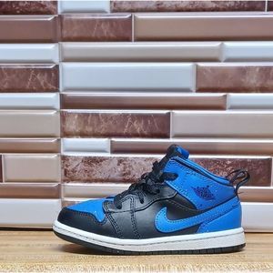 Jordan 1 Mid Black/ Blue Splat Royal Size 9c Toddler